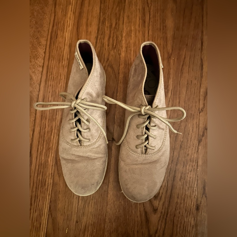 Zac & Zoe Women’s Sz 8 Tan/Cream Utility Minimalist Y2K Inspired Lace-up Shoes